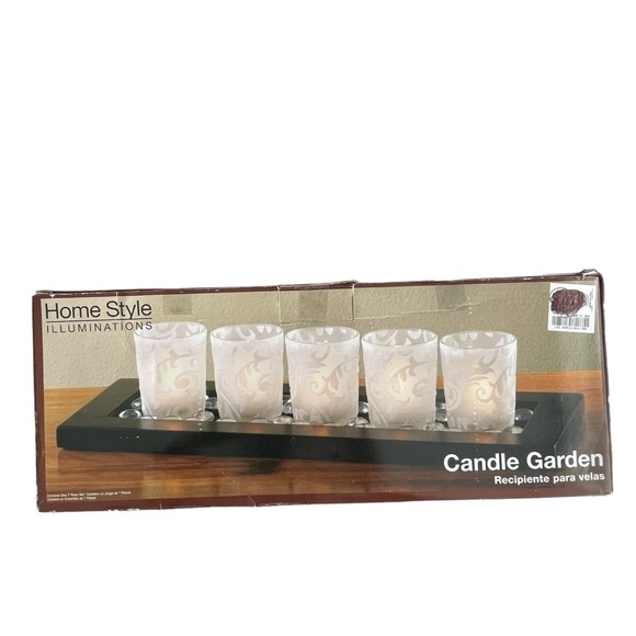 Home Style Illuminations Candle Garden Wood Base 5 Piece Glass Candle Holder Gem - Picture 2 of 5